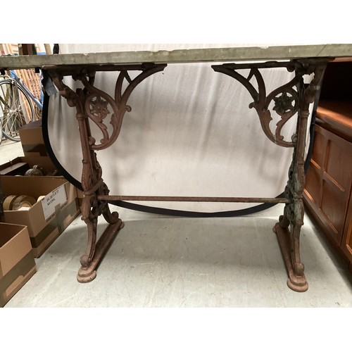 509 - VICTORIAN CAST BASED TABLE WITH SLATE TOP
H30” W42” D18”