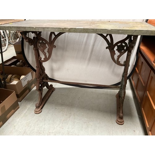 509 - VICTORIAN CAST BASED TABLE WITH SLATE TOP
H30” W42” D18”