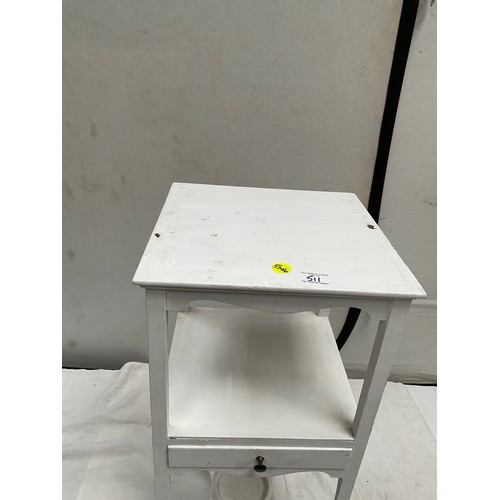 511 - WHITE PAINTED GEORGIAN MAHOGANY BEDSIDE TABLE WITH SINGLE DRAWER H30” W13” D13”