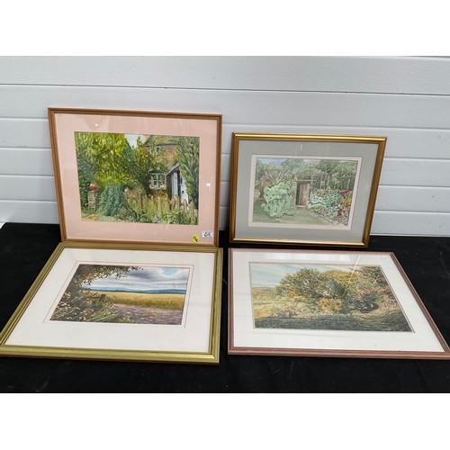 515 - 4 MODERN FRAMED WATERCOLOURS (LARGEST 21” x 17”)