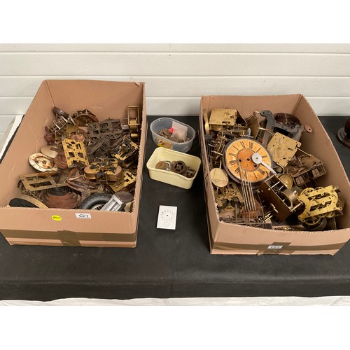 527 - 2 BOXES OF CLOCK WORKS AND PARTS