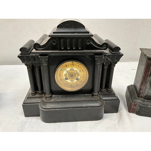 536 - LARGE VICTORIAN MARBLE CLOCK (NO KEY OR PENDULUM)
2 VICTORIAN SMALLER MARBLE CLOCKS (1 WITH KEY AND ... 