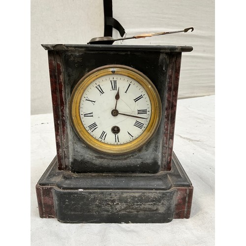 536 - LARGE VICTORIAN MARBLE CLOCK (NO KEY OR PENDULUM)
2 VICTORIAN SMALLER MARBLE CLOCKS (1 WITH KEY AND ... 