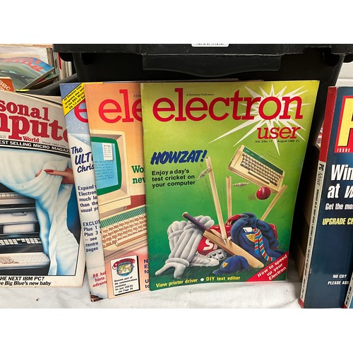 7 - TWO CRATES AND A BOX OF COMPUTER RELATED MAGAZINES.