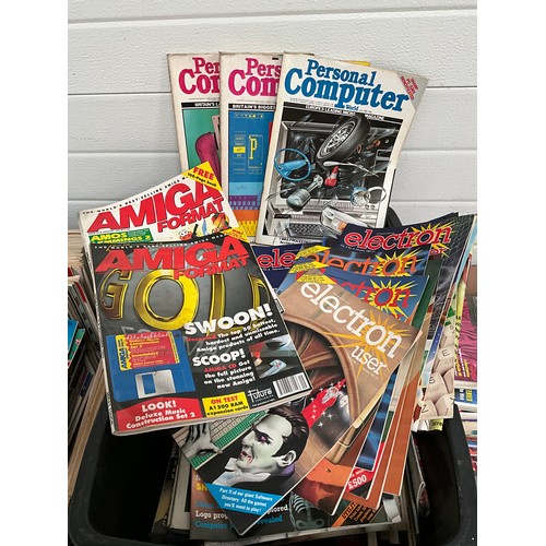 7 - TWO CRATES AND A BOX OF COMPUTER RELATED MAGAZINES.