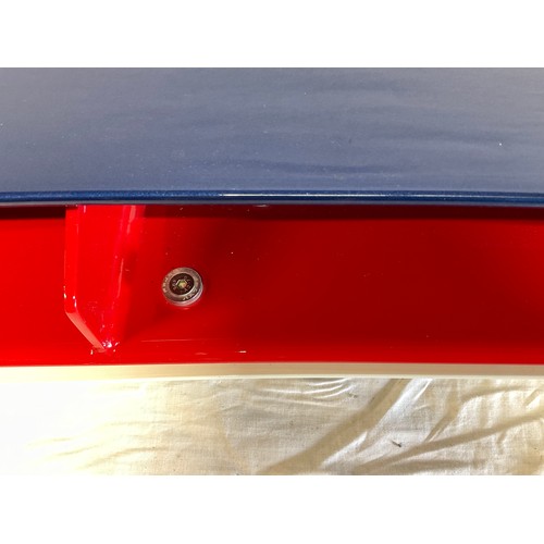 8 - A RED,WHITE AND BLUE REAR SPOILER FROM A MODERN MINI COOPER.