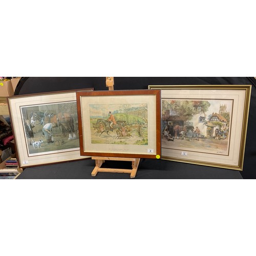 2 - THREE FRAMED PRINTS , ONE SIGNED TO MARGIN WAITING PATIENTLY AND ONE IS NO 3 ASSBRIDGE HARLINGTON FU... 