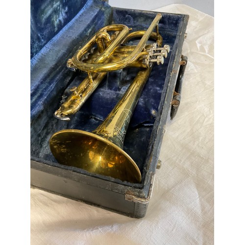 6 - CASED BRASS TRUMPET NO MOUTHPIECE