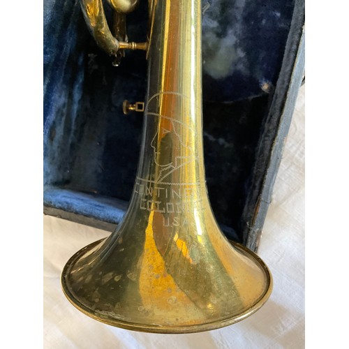 6 - CASED BRASS TRUMPET NO MOUTHPIECE