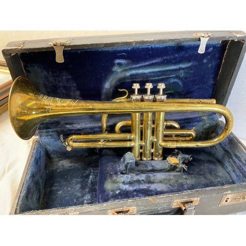 6 - CASED BRASS TRUMPET NO MOUTHPIECE