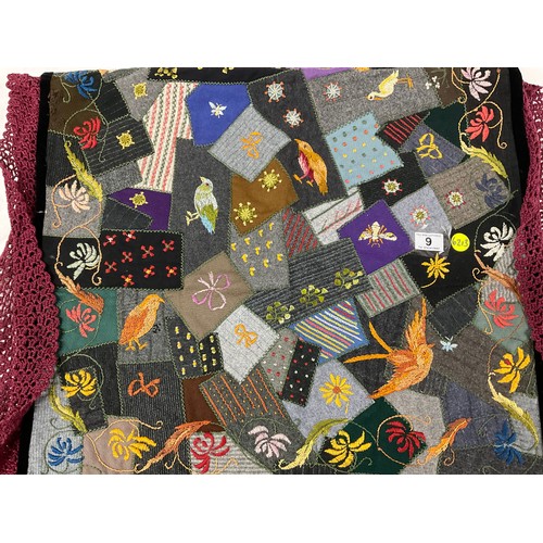 9 - VINTAGE EMBROIDERY AND PATCHWORK THROW 53’ X 34’