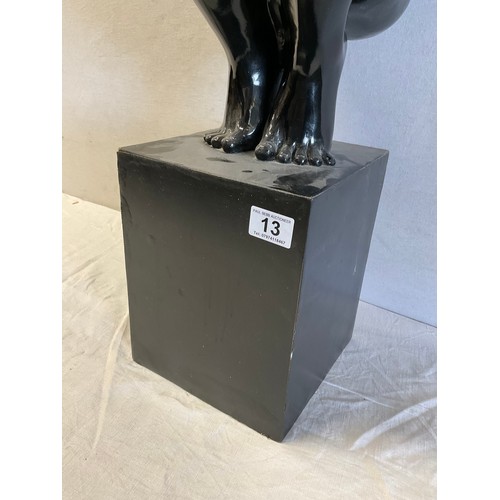 13 - PLASTIC STATUE ON WOODEN BASE A-F