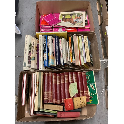 27 - TWO BOXES OF BOOKS TO INCLUDE ART, WATERCOLORS ETC AND A BOX OF ORDNANCE SURVEY MAPS