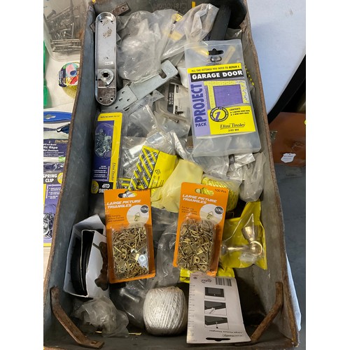 29 - TWO BOXES OF NEW HARDWARE TO INCLUDE SCREWS, COAT HOOKS ETC AND TWO BOXES OF MULTI USE BACKSAVER GRI... 