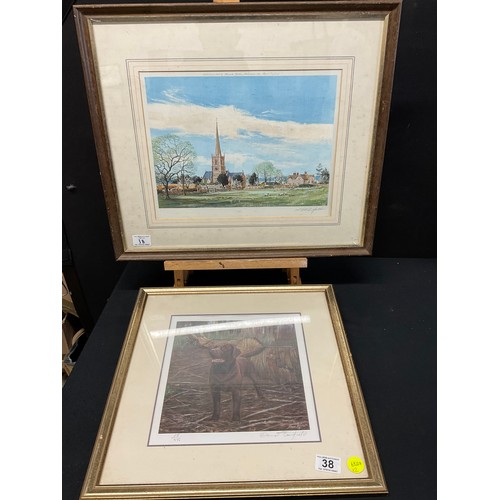 38 - TWO FRAMED PRINTS ONE LIMITED EDITION SIGNED TO MARGIN DAVID BARFIELD 19 OF 850