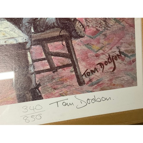 46 - THREE FRAMED PRINTS TO INCLUDE ONE SIGNED TO MARGIN TOM DODSON LIMITED EDITION 340 OF 850