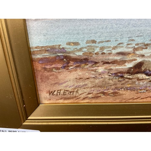 59 - GILT FRAMED WATERCOLOR OF A COSTAL SCENE SIGNED W.H EARP - NO GLASS TO FRONT