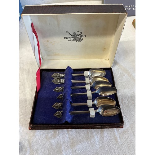 98 - QUANTITY OF SILVER CUTLERY TO INCLUDE SPOONS, HALLMARKED SILVER CUTLERY STAND ,CASED SET OF STERLING... 