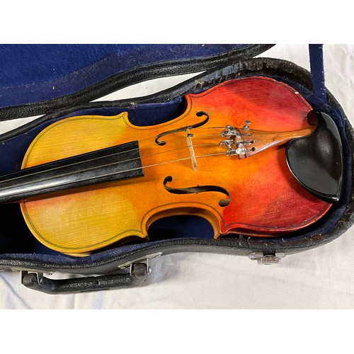 150 - TWO CASED VIOLINS AND SPARE BOW