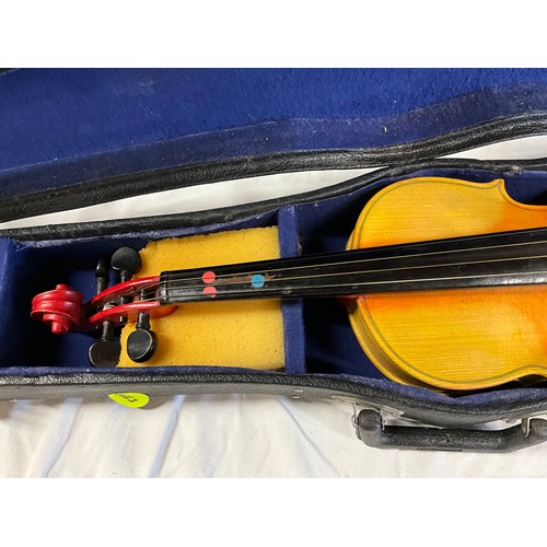 150 - TWO CASED VIOLINS AND SPARE BOW