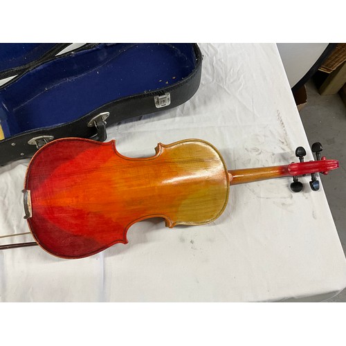 150 - TWO CASED VIOLINS AND SPARE BOW