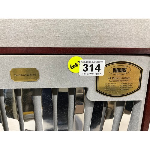 314 - VINERS 44 PIECE CANTEEN OF CUTLERY.