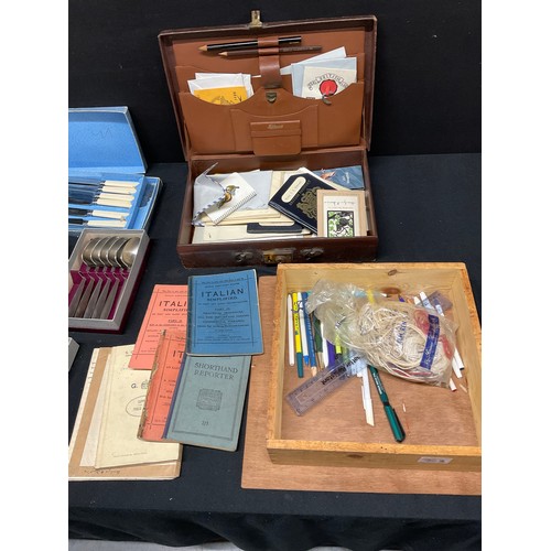 303 - QUANTITY OF CASED CUTLERY AND A CASE AND CONTENTS ETC