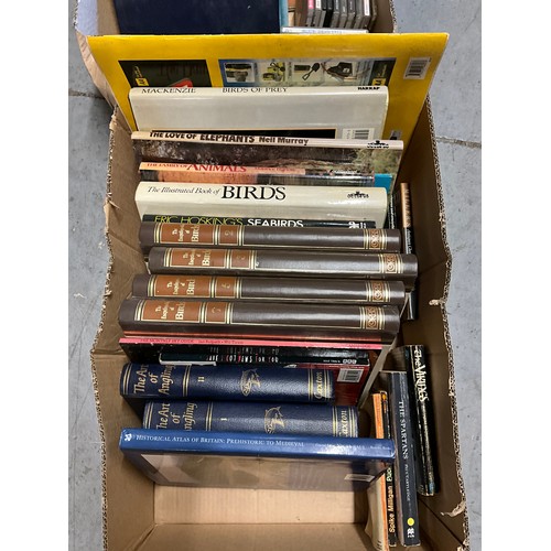 308 - TWO BOXES OF BOOKS TO INCLUDE FISHING, BIRDS, ANIMALS ETC