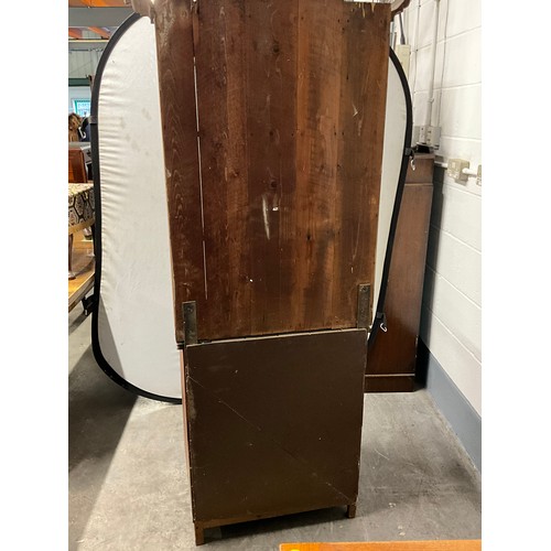 481 - VICTORIAN PINE GLASS TOPPED DISPLAY CUPBOARD WITH TWO DOORS BELOW A/F H71
