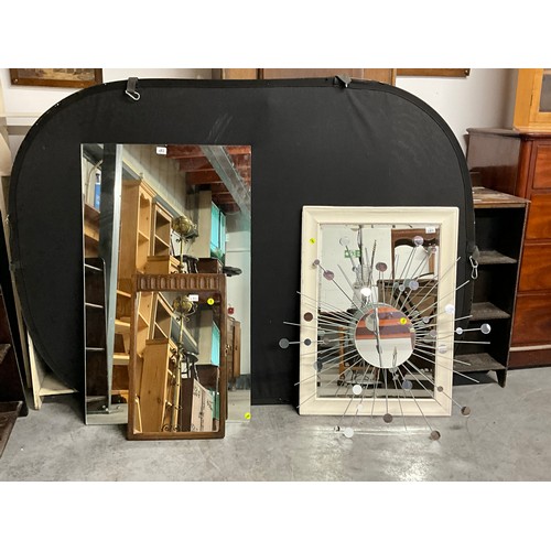 482 - QUANTITY OF WALL MIRRORS TO INCLUDE AN OAK FRAMED DRESSING TABLE MIRROR ETC