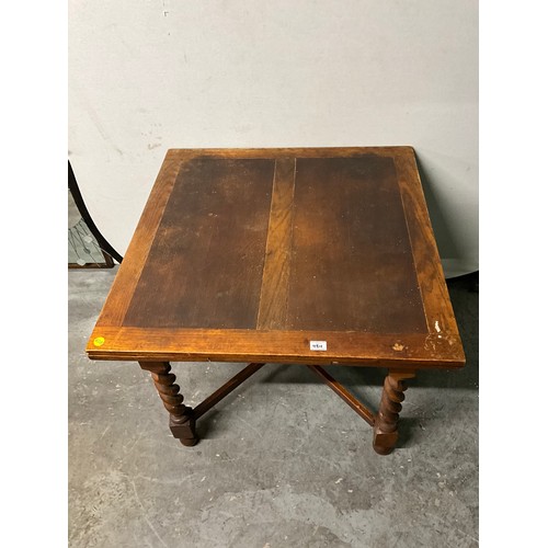 484 - OAK BARLEY TWIST STRETCHERED EXTENDING DINING TABLE A/F WORMED