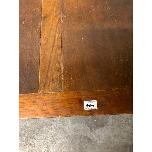 484 - OAK BARLEY TWIST STRETCHERED EXTENDING DINING TABLE A/F WORMED