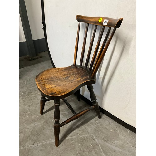 489 - GEORGIAN OAK SPINDLE BACKED STRETCHERED CHILDS CHAIR A/F