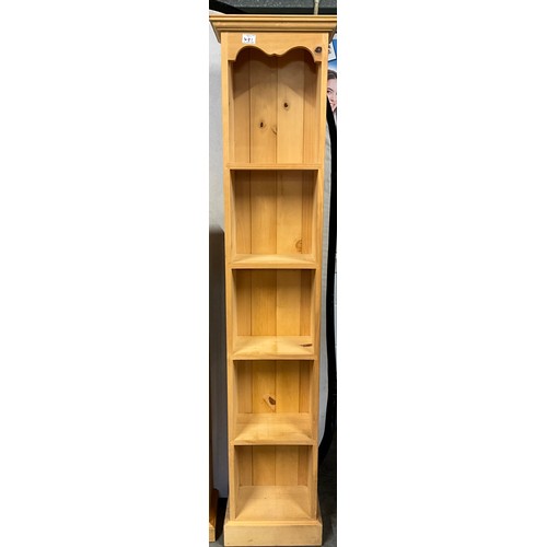 491 - TWO MODERN PINE BOOK SHELVES AND A BEECH EFFECT BOOK SHELF TALLEST H70”