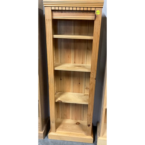 491 - TWO MODERN PINE BOOK SHELVES AND A BEECH EFFECT BOOK SHELF TALLEST H70”