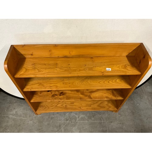 493 - THREE BOOK SHELVES TO INCLUDE A PINE WALL SHELF A.F