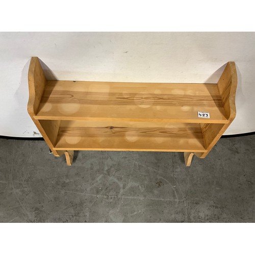 493 - THREE BOOK SHELVES TO INCLUDE A PINE WALL SHELF A.F