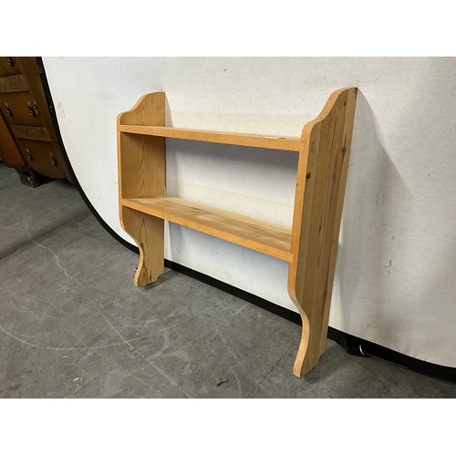 493 - THREE BOOK SHELVES TO INCLUDE A PINE WALL SHELF A.F
