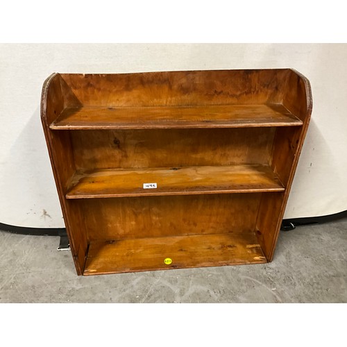 493 - THREE BOOK SHELVES TO INCLUDE A PINE WALL SHELF A.F