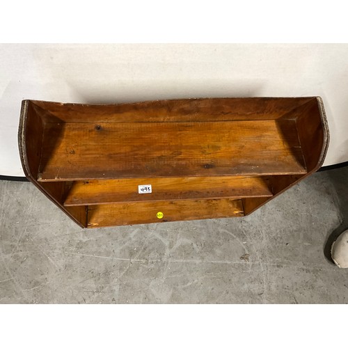 493 - THREE BOOK SHELVES TO INCLUDE A PINE WALL SHELF A.F