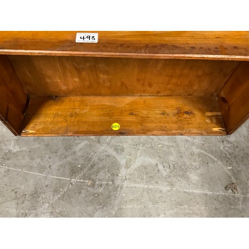 493 - THREE BOOK SHELVES TO INCLUDE A PINE WALL SHELF A.F