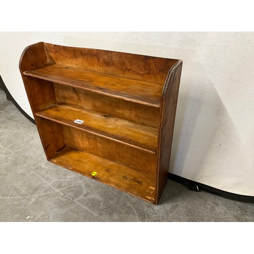 493 - THREE BOOK SHELVES TO INCLUDE A PINE WALL SHELF A.F