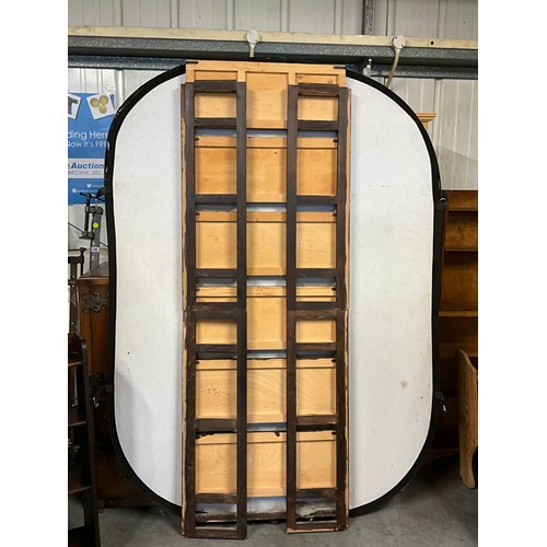 494 - OAK GALLERY BOOK CASE A/F AND A PAINTED FOLDING OPEN BOOK SHELF A/F