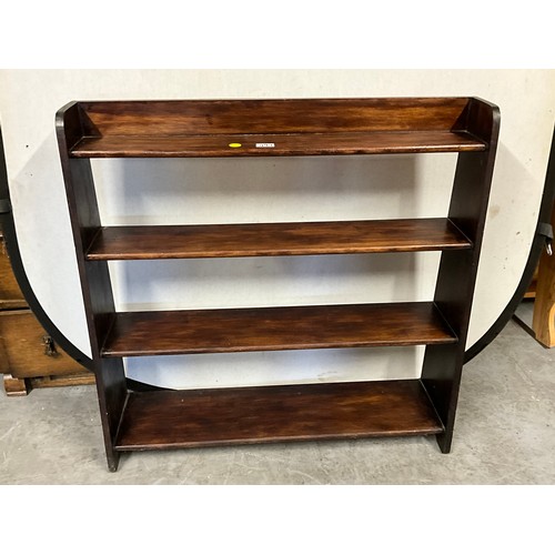 494 - OAK GALLERY BOOK CASE A/F AND A PAINTED FOLDING OPEN BOOK SHELF A/F