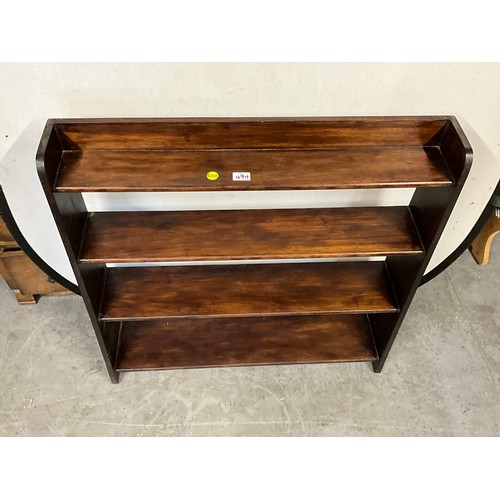 494 - OAK GALLERY BOOK CASE A/F AND A PAINTED FOLDING OPEN BOOK SHELF A/F