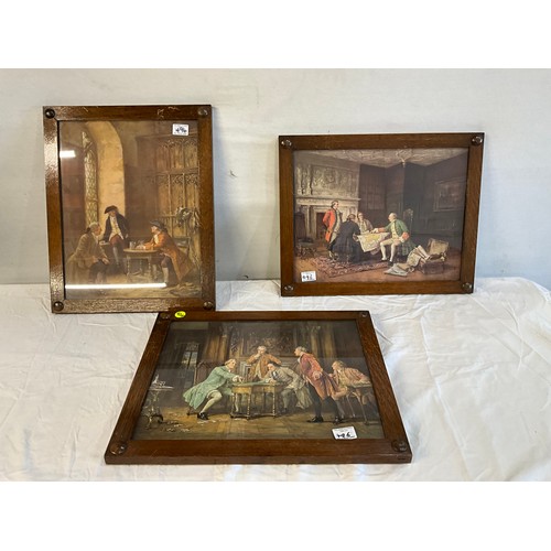 496 - THREE OAK FRAMED TAVERN PRINTS A/F