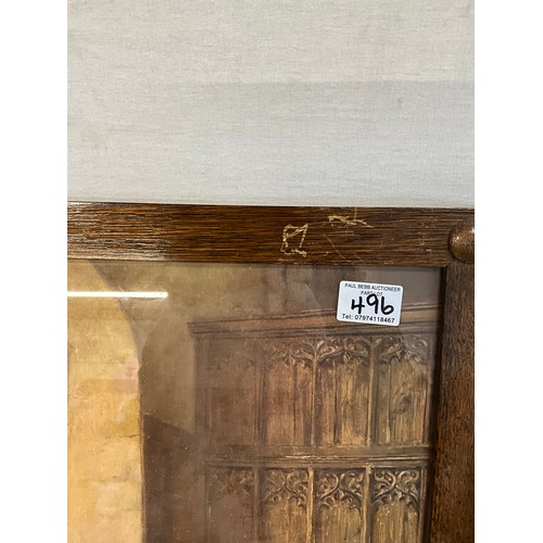 496 - THREE OAK FRAMED TAVERN PRINTS A/F