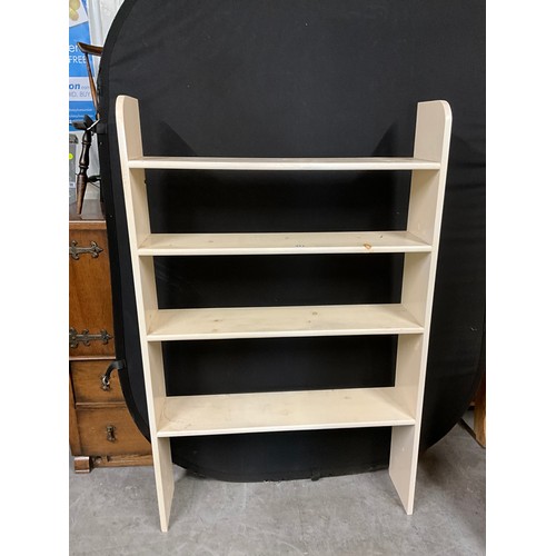 497 - TWO PAINTED OPEN BOOK SHELVES