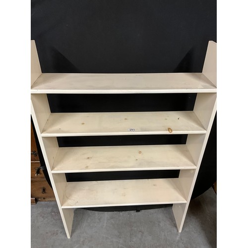 497 - TWO PAINTED OPEN BOOK SHELVES