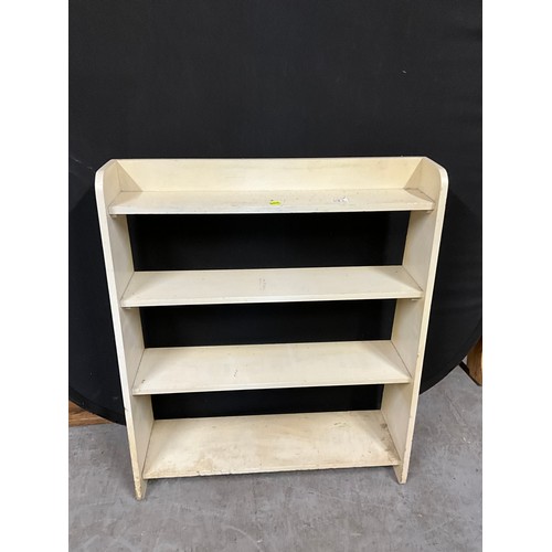 497 - TWO PAINTED OPEN BOOK SHELVES